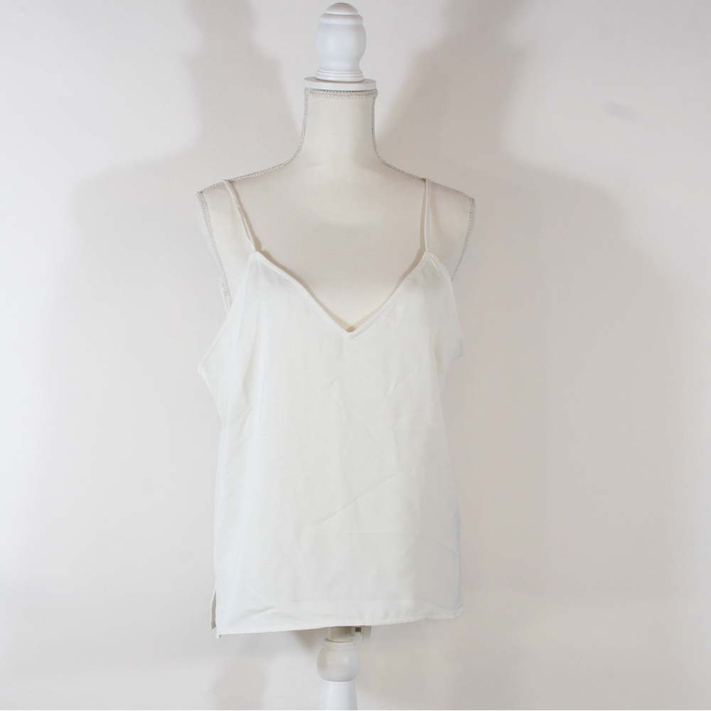 a new day Cream V-Neck Satin Cami with Adjustable Straps